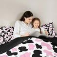 thumbnail image 4 of Manfei Milk Cattle Print 7pcs Bedding Comforter Set,Rustic Farm Animal Queen Bedding Sets,Pink White Black Queen Sheet Sets For Teens,Luxury Bedroom Decor Reversible, 4 of 8
