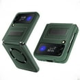 thumbnail image 1 of K-Lion for Samsung Galaxy Z Flip 3 5G Slim Case, Luxury PU Leather + Hard PC + Soft TPU Invisible Kickstand Hinge Protection Magnetic Wireless Charging Compatible Magsafe Case for ZFlip 3, Green, 1 of 12