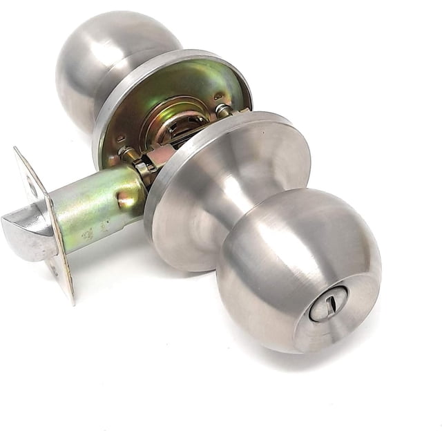 Entry Door knob with Lock One Key-Way Entrance Door Knob Entry with Key Handle Ball (Entry with Key Polished Brass)