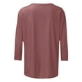 thumbnail image 4 of T-shirt Décontracté à Manches Trois-Quarts Col Rond Imprimé Verre de Vin Rouge de Noël pour Femmes, 4 of 4