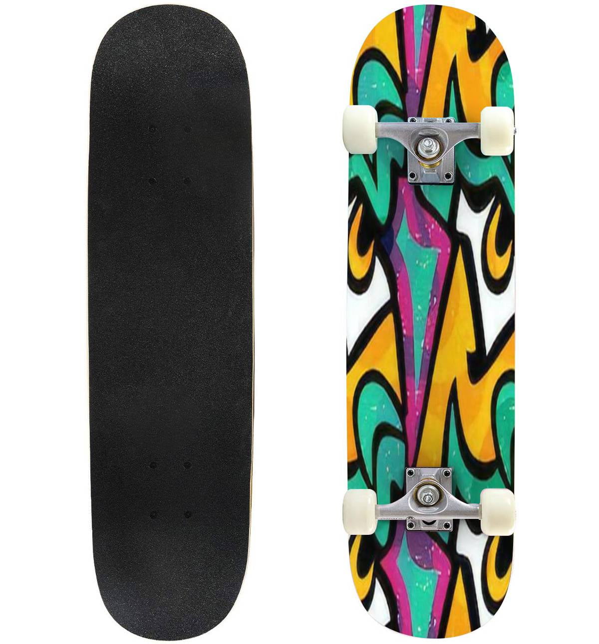 bright seamless pattern in graffiti style for your design Outdoor Skateboard  Longboards 31"x8" Pro Complete Skate Board Cruiser - Walmart.com