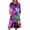 Purple, variant on Women's Christmas Printed Fashionable Loose Round-Neck Dress, Holiday Print, Casual Wear, Retro Style, Comfort Fit, Everyday Dress, Festive,Saffron,M
