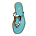 thumbnail image 3 of FSJ Women Comfort Open Toe Flat Sandals Slip on Flip-flops Without Heel Metal Buckle Lightweight Chic Outdoor Slippers Turquoise Size 5, 3 of 5