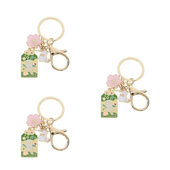 WORGEOUS 3pcs Cute Keychains Girls Japanese Keychain Backpack Flower Theme Keychain Bag Charms For Handbags Decoration Car Key Charms