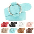 thumbnail image 4 of Female Solid Color Imitation Leather Metal Round Buckle Belt Girls Jeans Modeling Decoration Belt, 4 of 10