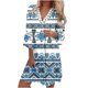 thumbnail image 2 of Puntoco Vestido De Manga Corta Con Cuello En V, Vestido Estampado De Encaje Con Cuello En V Y Manga Media Para Mujer Azul Xl, 2 of 5