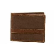 Timberland Men's Waxed Dark Earth Canvas/Leather Bi-Fold Passcase Wallet