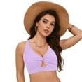 thumbnail image 4 of zaveiop Bikini Tops for Women Cropped Strapcore Tankini Tops Beach Padded Knot Twist Cut out Adjustable Swimwear Top Only (Light Purple, XL), 4 of 9