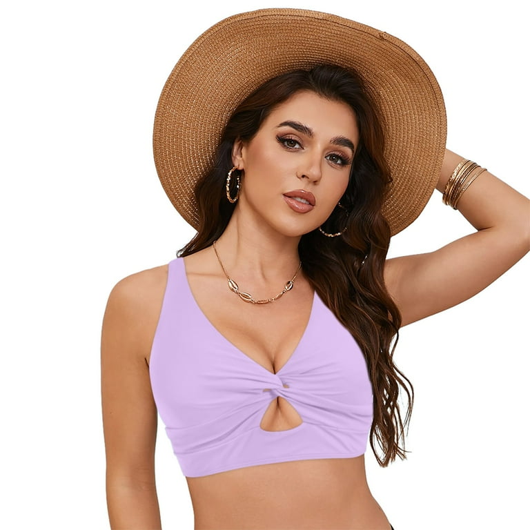 Akiihool Bikini Tops for Women Tankini Tops Cropped Knot Twist Cut