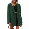 thumbnail image 5 of Women's Solid Color Single Button Blazer Casual Long Sleeve Fashion Outerwear Green XXL, 5 of 5