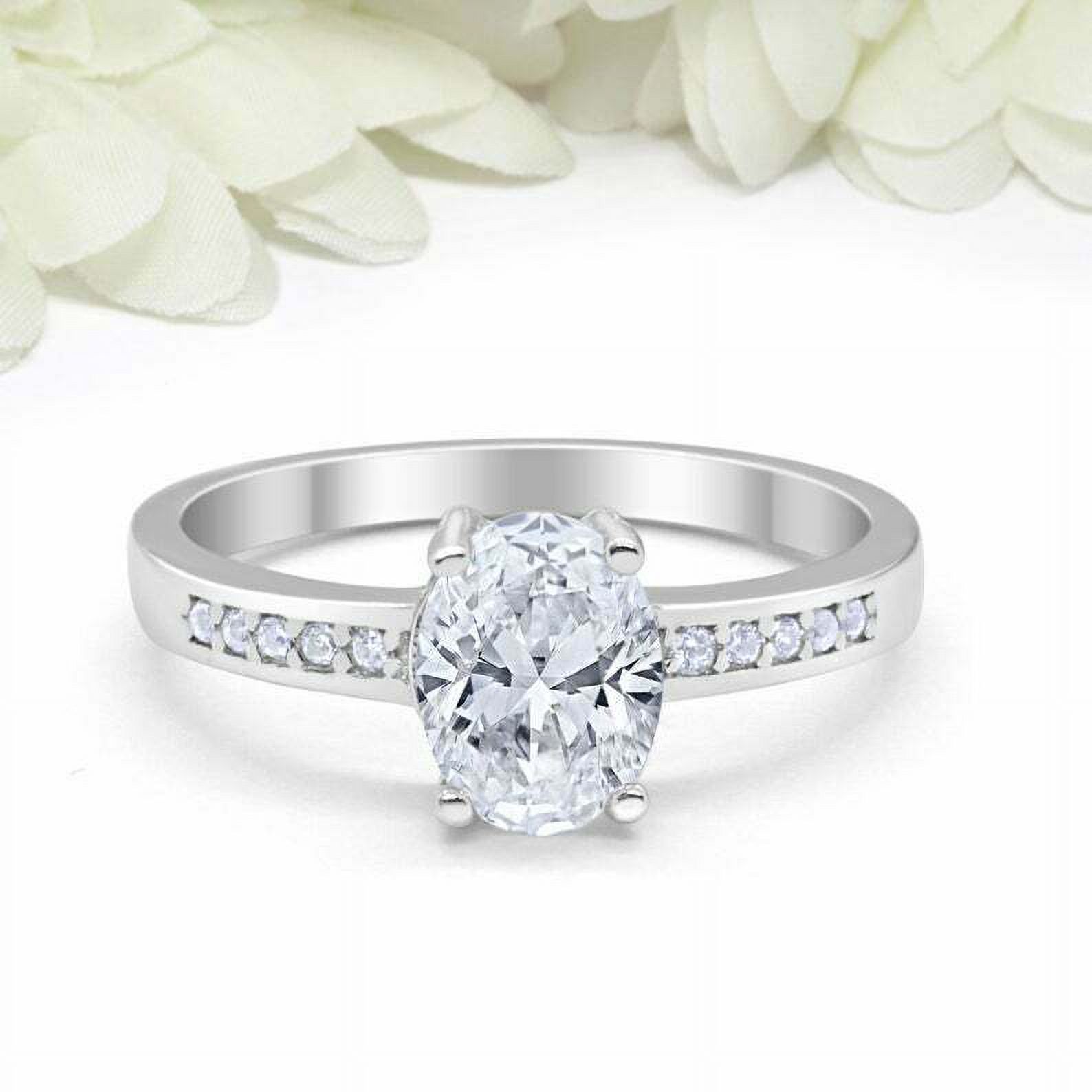 HeartsAndYou 1.7ct Oval Cut Moissanite Engagement Ring for Women Solitaire with Accent 18k White Gold over Silver