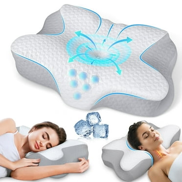 Bed pillows for Cervical Pillow for Neck Pain Relief, Odorless Orthopedic Memory Foam Contour Neck Pillows with Breathable Pillowcase for Side Back Stomach Sleepers, DarkGrey