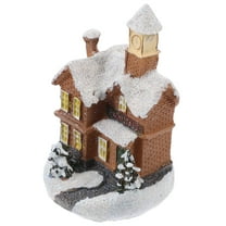 1pcs Christmas Houses Village, Christmas Resin House, Christmas Scene Village Houses, Christmas Cabin with Warm LED Light Winter Snow Resin House