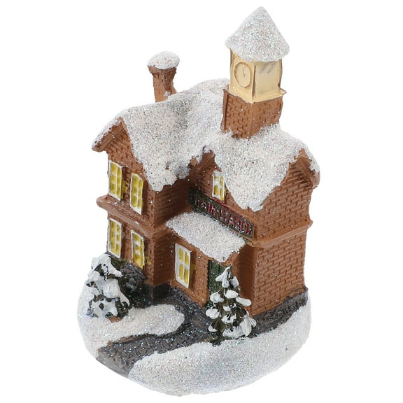 1pcs Christmas Houses Village, Christmas Resin House, Christmas Scene Village Houses, Christmas Cabin with Warm LED Light Winter Snow Resin House