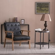 Zimtown Sorrento Mid-Century Retro Chair,Modern PU Leather Upholstered Wooden Lounge Chair,Black