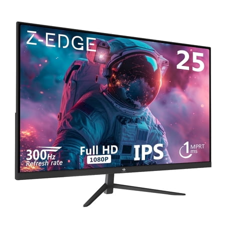 Z-EDGE 24.5 Inch 300Hz Gaming Monitor, FHD 1080P IPS Display, 1ms MPRT, AMD FreeSync, HDR Support, VESA Mount Compatible