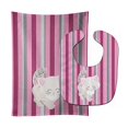 thumbnail image 2 of Kitten Cat Pink and Gray Baby Bib and Burp Cloth, 2 of 2