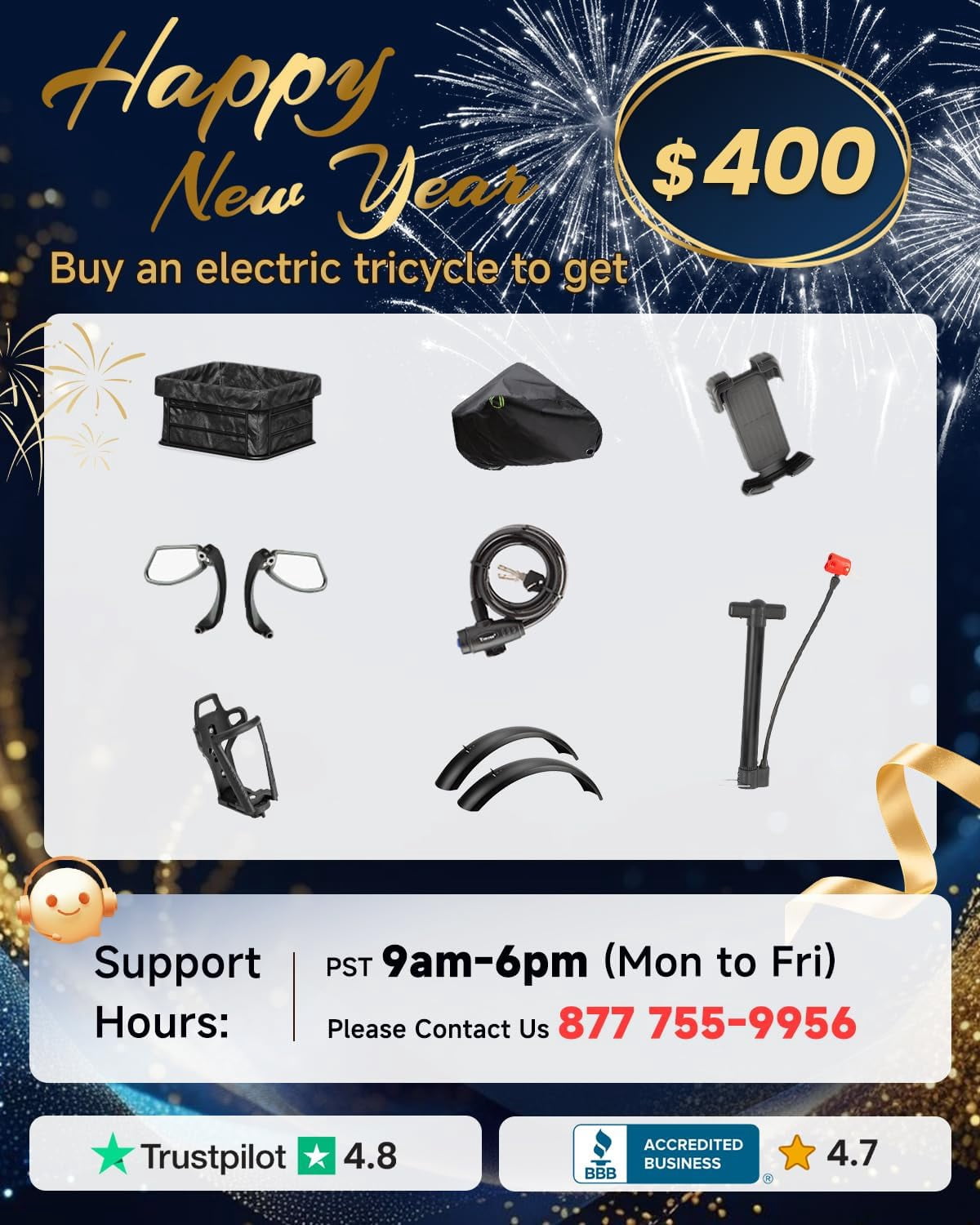 PUCKIPUPPY Electric Tricycle for Adults 960W Rear Motor 55Miles Range 20mph Max Speed 20" Fat Tire Electric Trike 3 Wheel Electric Bike 48V 15AH Battery E-Mountain Bike, Comply with UL2849 By SGS