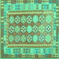 thumbnail image 1 of Ahgly Company Machine Washable Indoor Square Oriental Turquoise Blue Traditional Area Rugs, 7' Square, 1 of 4