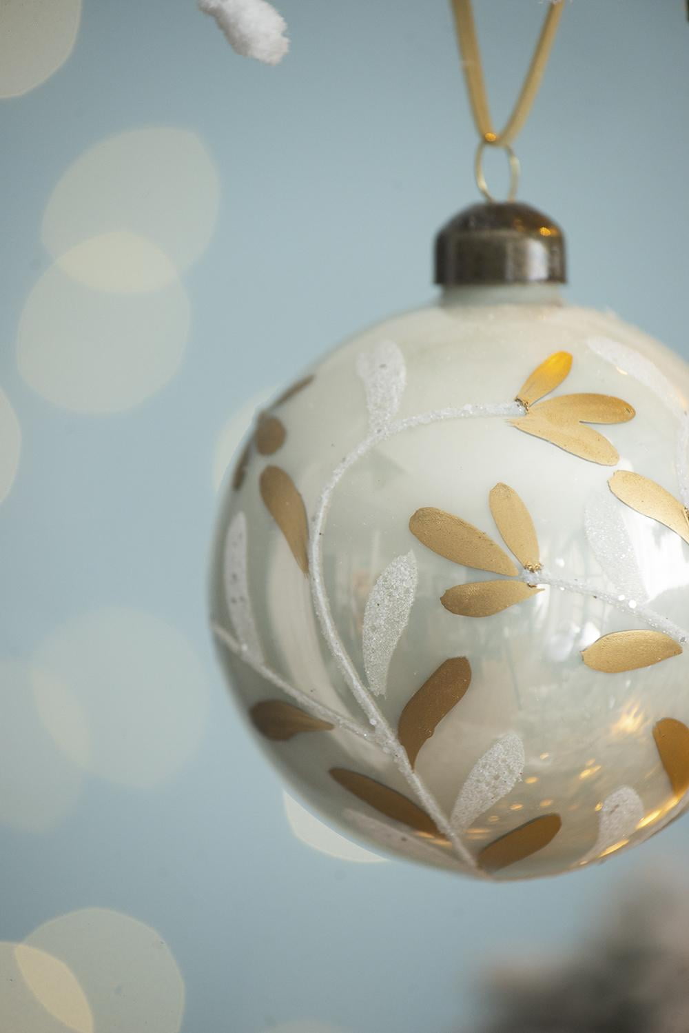 Set of 12 Glass Christmas Ball Ornaments with Glitter and Painting Design by Riccardo Tree Decor
