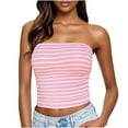 thumbnail image 2 of Women Summer Strapless Striped Bandeau Tube Tops Y2K Aesthetic Sleeveless Backless Crop Tank Going Out Top, 2 of 5