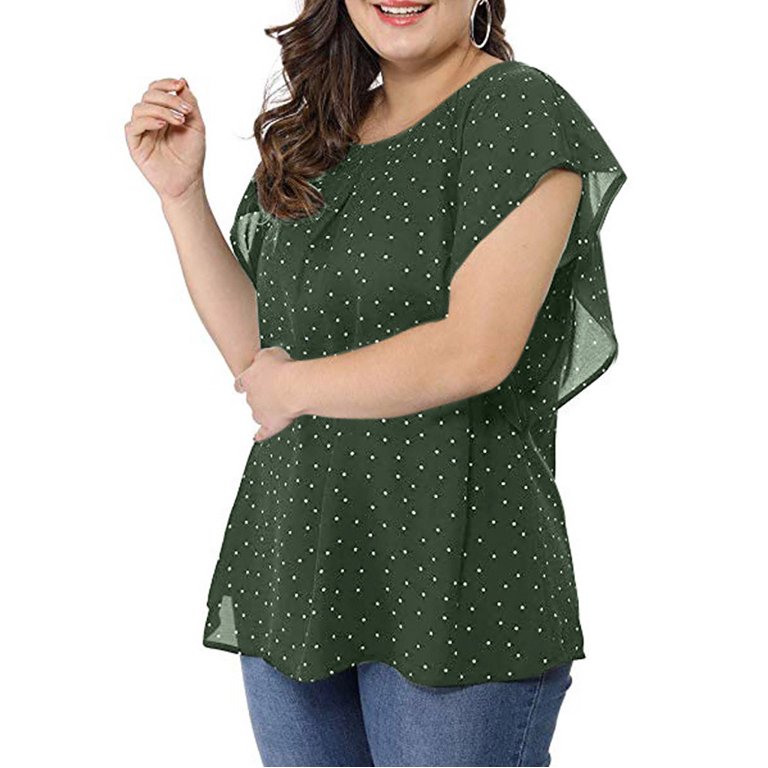 Shiusina Women's Polka Dot 3/4 Sleeve Blouse Tops