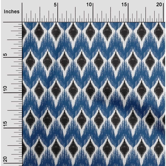 oneOone Organic Cotton Poplin Twill Fabric Geometric Ikat Print Fabric By The Yard 42 Inch Wide