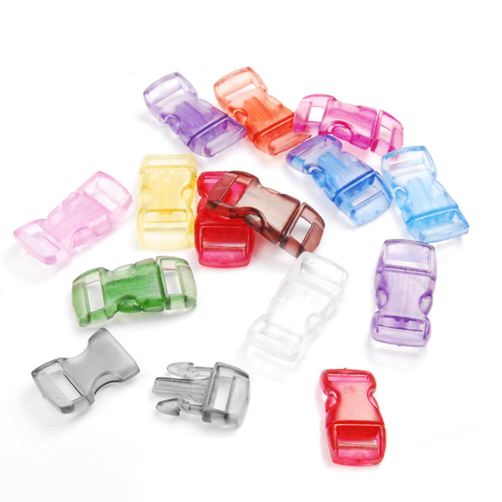Nuolux 50pcs 10mm Transparent Colorful Eco-Friendly Plastic Belt Buckle Collar Buckle Umbrella Rope Bracelet Webbing Buckle Case and Bag Accessories