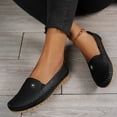 thumbnail image 3 of Penny Loafers for Women Comfy Orthopedic Walking Shoes Trendy Stitching Round Toe Slip on Moccasin Antislip Driving Shoes Black Size 7, 3 of 6