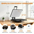 thumbnail image 6 of Adnoom Clamshell Heat Press 15x15 with Slide Out Design, Industrial-Quality Sublimation Press with Dual Tube Heating System, Digital Heat Transfer Machine for T-shirt, Mouse Pad, Pillows, Black, 6 of 9