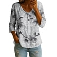 thumbnail image 3 of VBVC Women's Floral 3/4 Sleeve Button Down Shirt , Casual Loose V-Neck Blouse For Women, Ladies' Breathable Tunic Tops with Pockets,Multicolor,S-2XL, 3 of 6