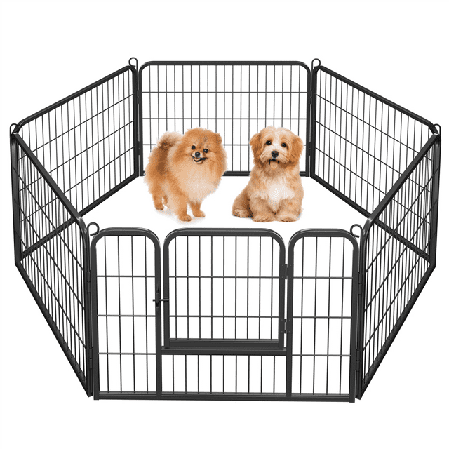 Yaheetech 32"L × 24"W 6 Panel Dog Playpen with Door, Black
