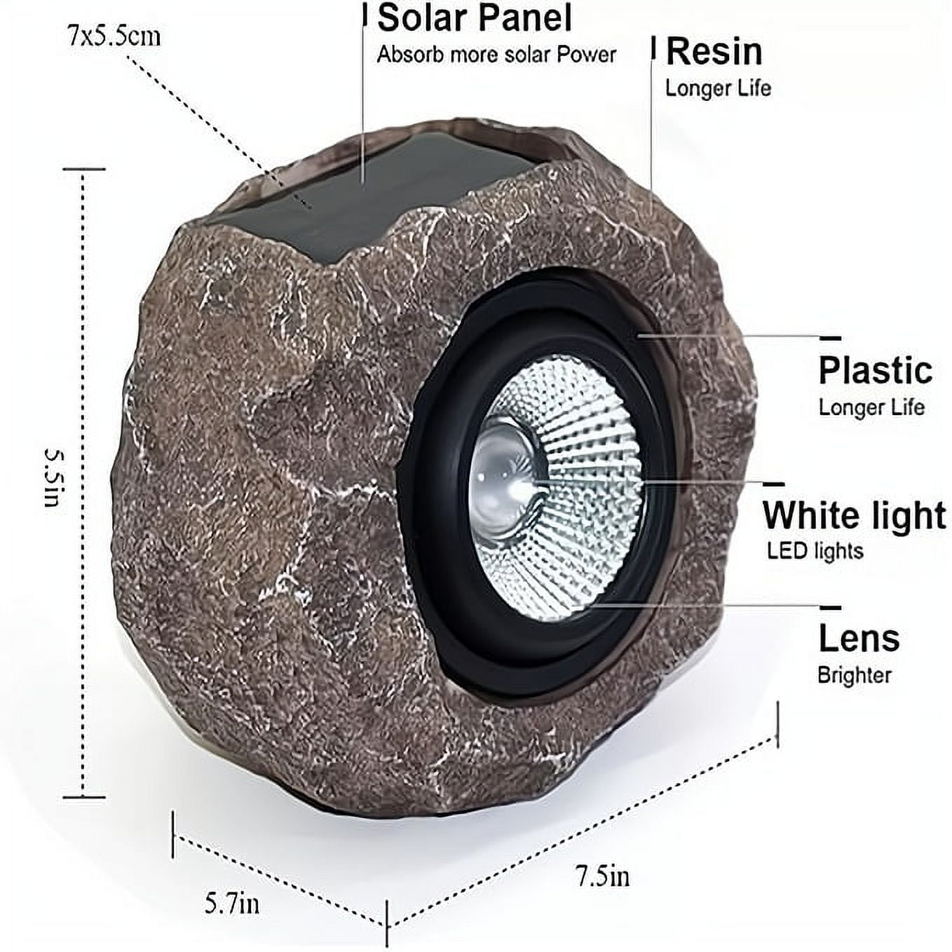 2 Pack Solar Rock Lights Outdoor, IP65 Waterproof LED Landscape Spot Lights for Garden, Yard, Pathway, Patio & Sidewalk, Auto On/Off Solar Powered Decorative Lighting for Outdoor Decor