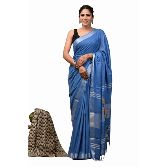 Soft Cotton Linen Saree – Handcrafted Embroidery Design for Women