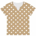 thumbnail image 4 of VEKDONE Womens Polka Dot Print Tops Summer Short Sleeve V-Neck Tshirts Casual Loose Fit Lightweight Pullover Top Fashion Basic Tunics Beige L, 4 of 6