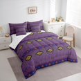 thumbnail image 3 of Homewish Vintage Boho Aztec Bedding Comforter Set 7pcs for Female, Purple Stripes Triangle Queen Bedding Sets, Southwestern Theme Reversible Queen Sheet Sets, Luxury Bedroom Decor, 3 of 7