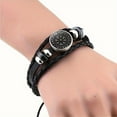 thumbnail image 3 of Norse Viking Compass Faux Leather Bracelet - Handmade Multi-Layer Beaded Wristband with Runic Inscriptions, Gift in Black, Brown, or Blue, Viking Jewelry,Blue, 3 of 12