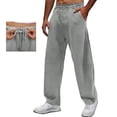 thumbnail image 2 of Havenre Men's Yoga Sweatpants Open Bottom Lightweight Sweat Pants Drawstring Elastic Waist Comfy Athletic Lounge Pants with Pockets Gray L, 2 of 9