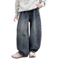 thumbnail image 2 of CAIXIA Boys Jeans Straight Wide Leg Stretch Denim Pants Loose Casual Cargo Trousers Ripped High Waist Summer School Jean Bottom, 2 of 6