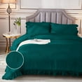 thumbnail image 3 of 1 Piece Luxury Vintage Ruffle Pattern Comforter By D.N.G. BEDDINGS Premium Super Soft, All Season, 800 Thread Count 100% Egyptian Cotton King/California King Size Teal Color, 3 of 8