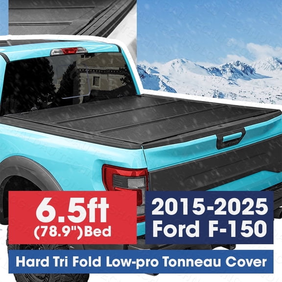 GianToucan 6.5ft Hard Tri Fold Low-Pro Tonneau Cover compitable with 2015-2026 Ford F-150