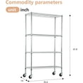thumbnail image 3 of FDW 4-Tier Wire Storage Shelves Shelving, Wheels 36x14x62 Chrome Adjustable Racks Heavy-Duty Metal Shelf, 3 of 7