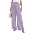 thumbnail image 2 of Tqcoqu Wide Leg Pants for Women Comfy High Waisted Summer Flowy Lounge Pant Trendy Vacation Clothes,Purple,Women's S-XXL, 2 of 10