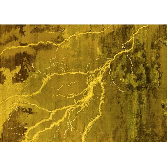 Ahgly Company Indoor Rectangle Oriental Yellow Industrial Area Rugs, 2' x 3'