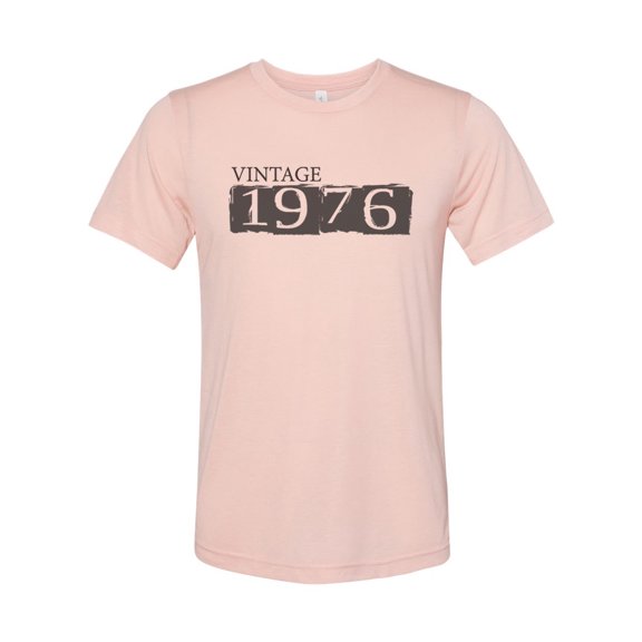 "Vintage 1976, 44th Birthday, Unisex, Born In 1976, Soft Bella Canvas, Sublimation, 44 Years Old, 1976 Tee, Gift For Her, Birthday Gift, Peach, LARGE"