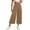 Khaki, variant on Fgnfyis Womens Wide Leg Cropped Suit Pants Work Business Summer Pleated Waisted Side Zipper Up Trousers with Pockets for Elegant Wear Black L