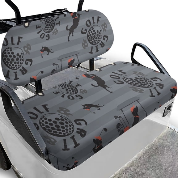 HUAICONG Golf Dog Silhouette Pattern Easy to Install Microfiber Towel Blanket, Universal Fit Day After Day Use Non-Slip Golf Cart Seat Covers 2 Piece for Club Car 2 Passenger Golf Cart Seats