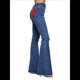 thumbnail image 2 of Pantalones Vaqueros Acampanados con Parches de Estrellas para Mujer, Cintura Media, Corte Acampanado, Elásticos, Pierna Recta, Ajustados. Azul L, 2 of 10