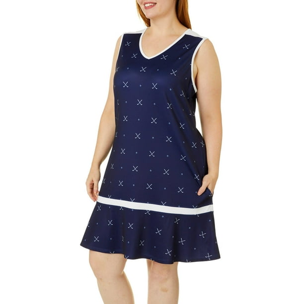 Lillie Green - Lillie Green Plus Ditsy Golf Clubs Sleeveless Golf Dress