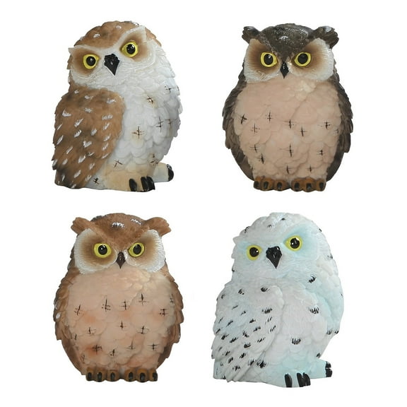 FC Design 4-PC Cute Owl with Four 2"H Mini Owl Figurine Set Statue Sculpture Ornament Decoration Home/Room Decor and Unique Gift Ideas for Housewarming, Holidays and Birthdays